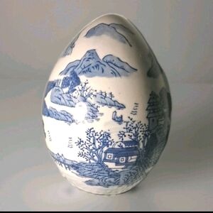 Blue and White Ceramic Art Piece